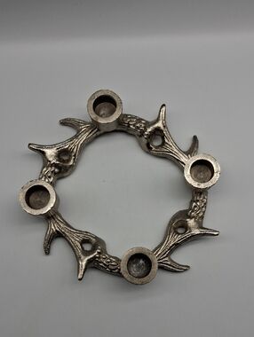 Polished Cast Aluminium Candelabra 8" Antler 4 Tapered Candels